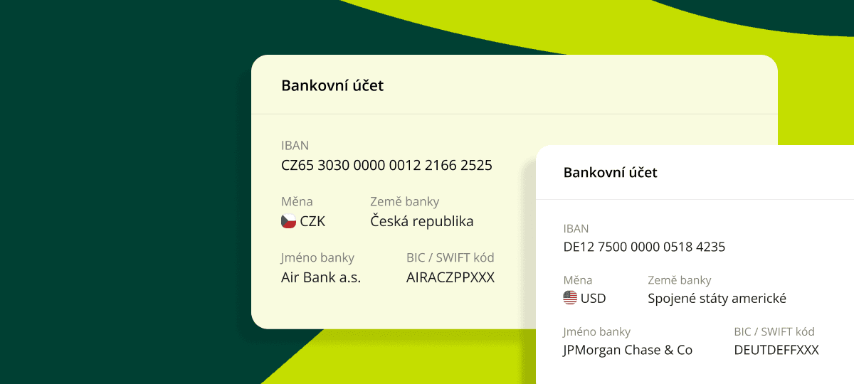 Zobrazení IBAN čísla v aplikace Expense Management od Fidoo