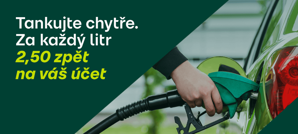 Tankujte chytře. Za každý litr 2,50 zpět na váš účet